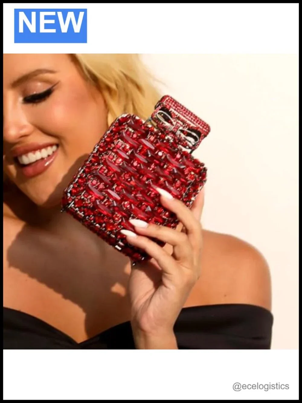 Perfume Bottle Crystal Clutch Purse Rhinestone Bridal Evening Handbag